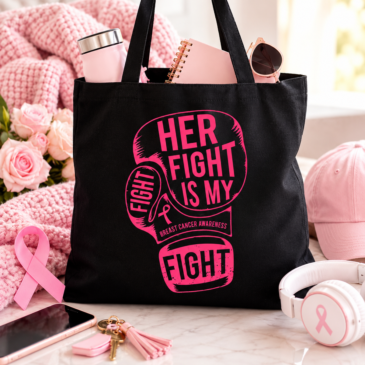 Pink Ribbon Tote Bag