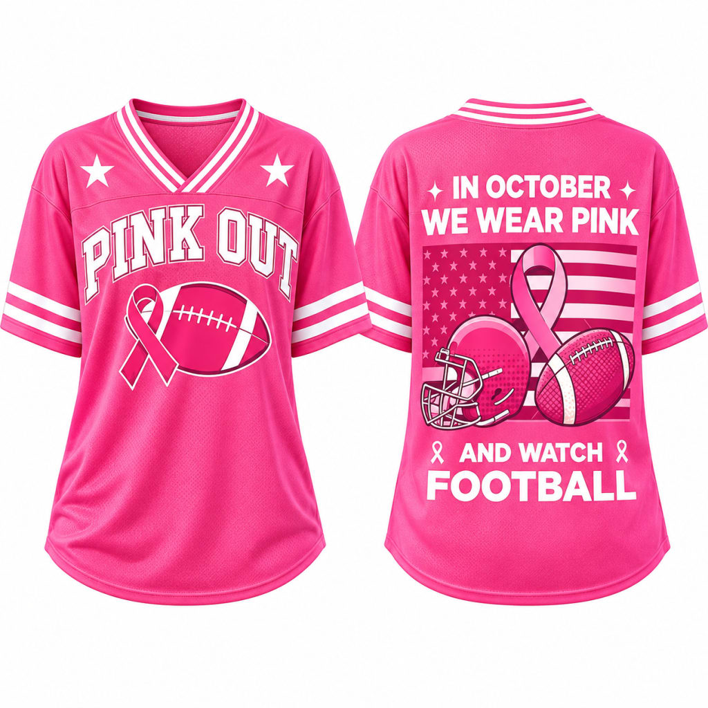 Football Pink Ribbon Breast Cancer Awareness Jersey