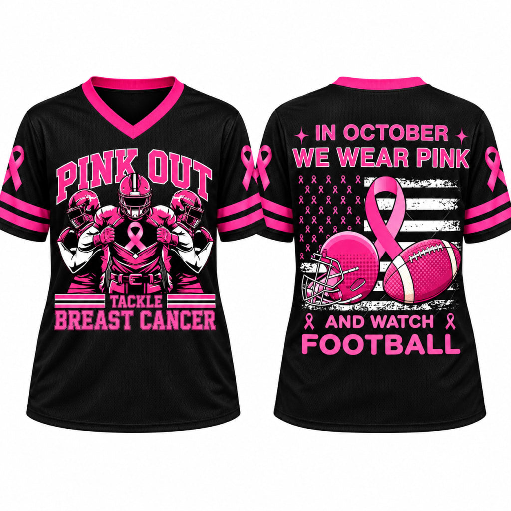 Football Pink Ribbon Breast Cancer Awareness Jersey